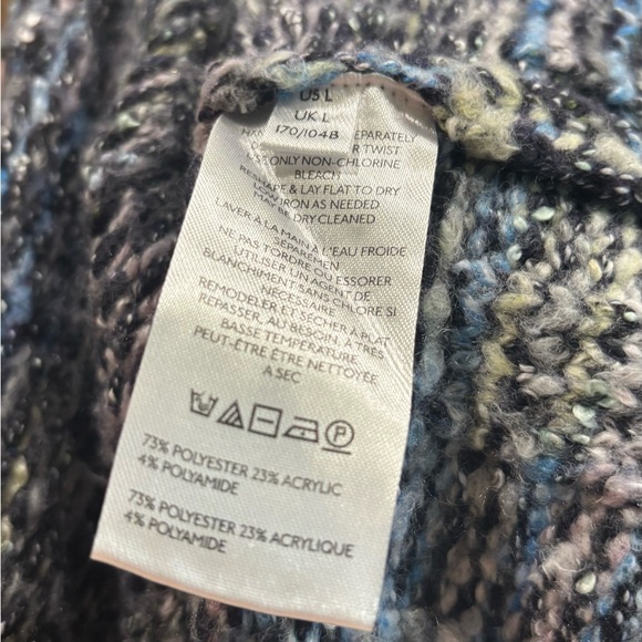 Free People Blue and Gray Crew Neck Sweater with Relaxed Fit sz L - Picture 5 of 6